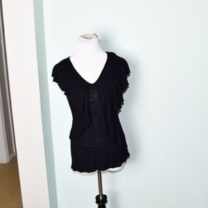 Cable and Gauge Black Ruffle Blouse